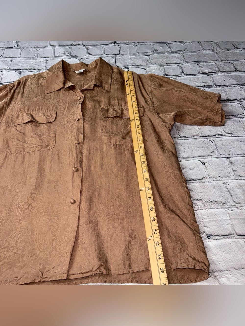 Vintage 80s Anna And Frank Light Brown Silk Blouse Floral Paisley Print Size M - Picture 4 of 8